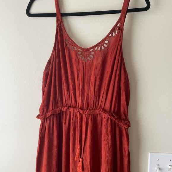 Burnt Orange Boho Flared-Bottom Jumpsuit Size M - Picture 2 of 5